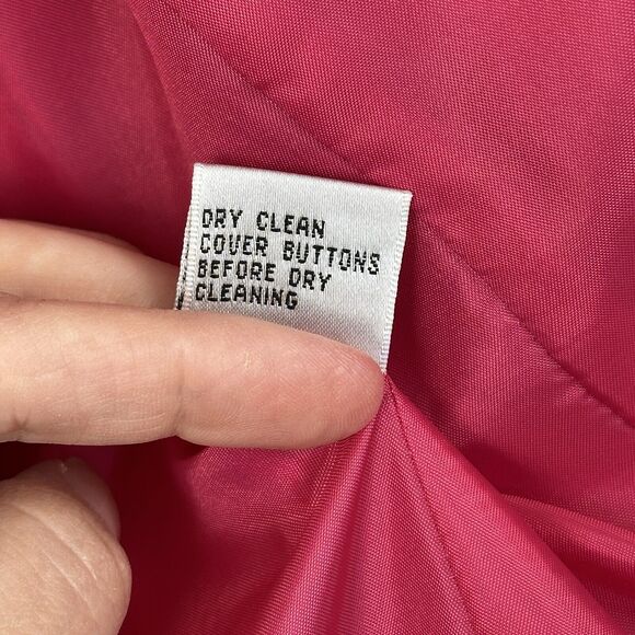 Vtg Talbots Silk Blend Blazer Women 4P Hot Pink Gem Button Career Old Money Chic - Picture 16 of 16